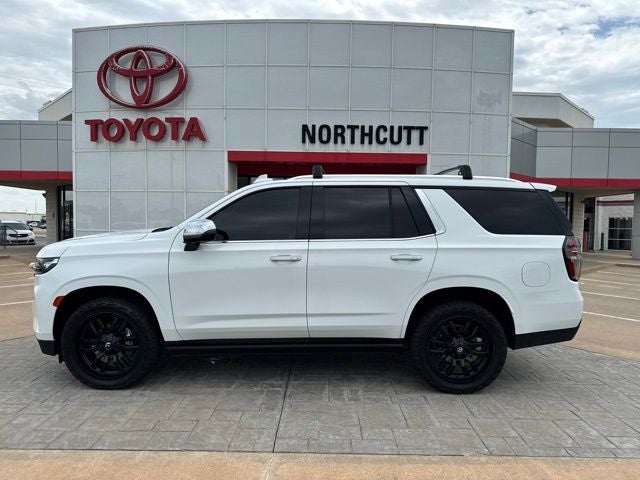 2022 Chevrolet Tahoe Premier in Summit White — front three-quarter view