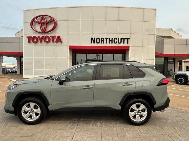 2020 Toyota RAV4 XLE in Lunar Rock — front three-quarter view