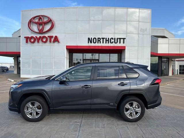 2025 Toyota RAV4 Hybrid XLE in Magnetic Gray Met — front three-quarter view