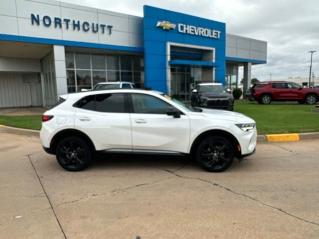 2023 Buick Envision Essence in White Frost Tricoat — front three-quarter view